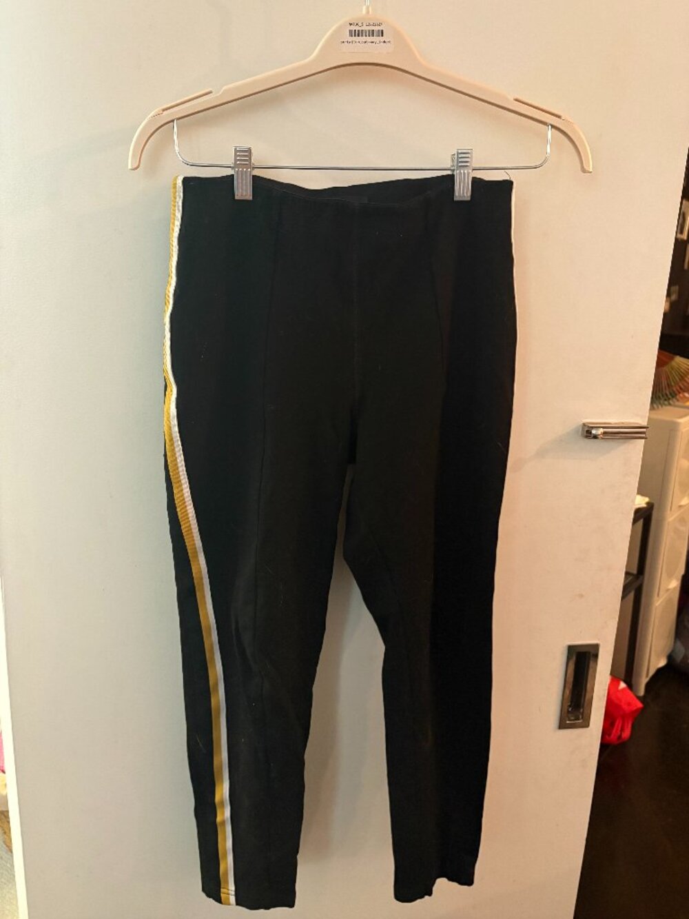 Sanctuary Black Track Pants Gold White Side Stripe Sz L